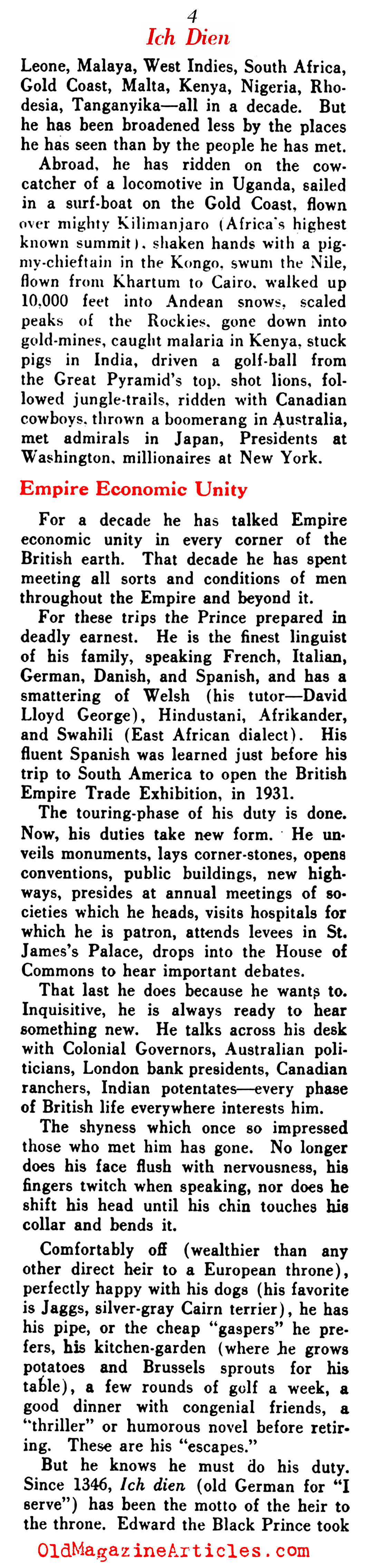 Some Character Traits of Prince Edward (Literary Digest, 1935)