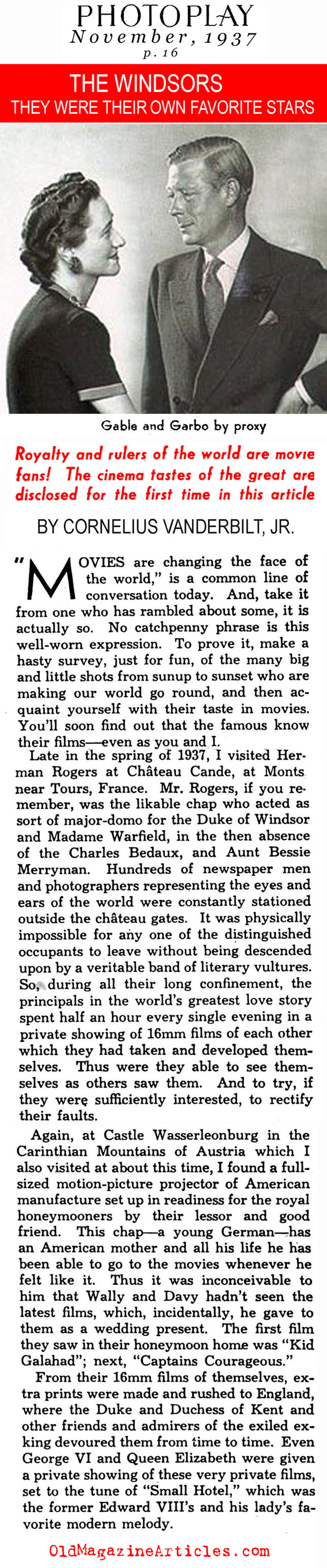 They Were Their Own Favorite Stars...(Photoplay Magazine, 1937)