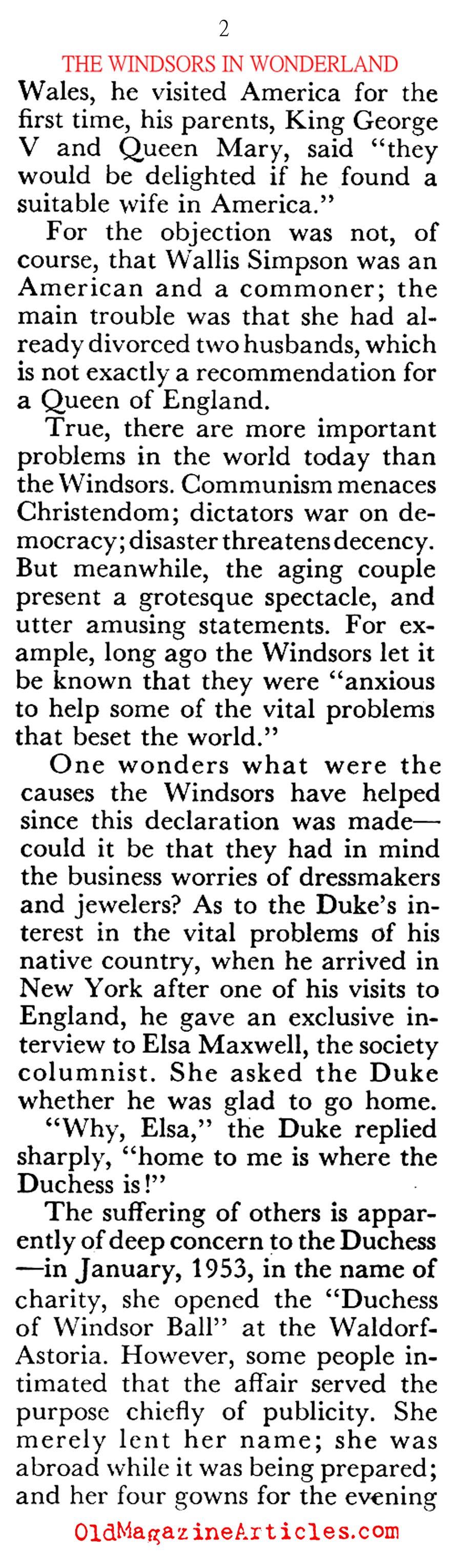 ''The Windsors in Wonderland'' (Coronet Magazine, 1953)