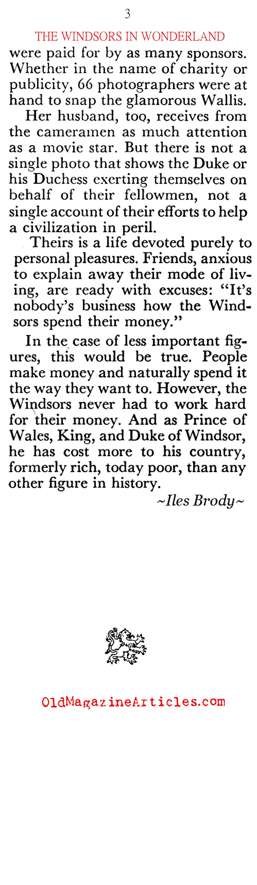 ''The Windsors in Wonderland'' (Coronet Magazine, 1953)
