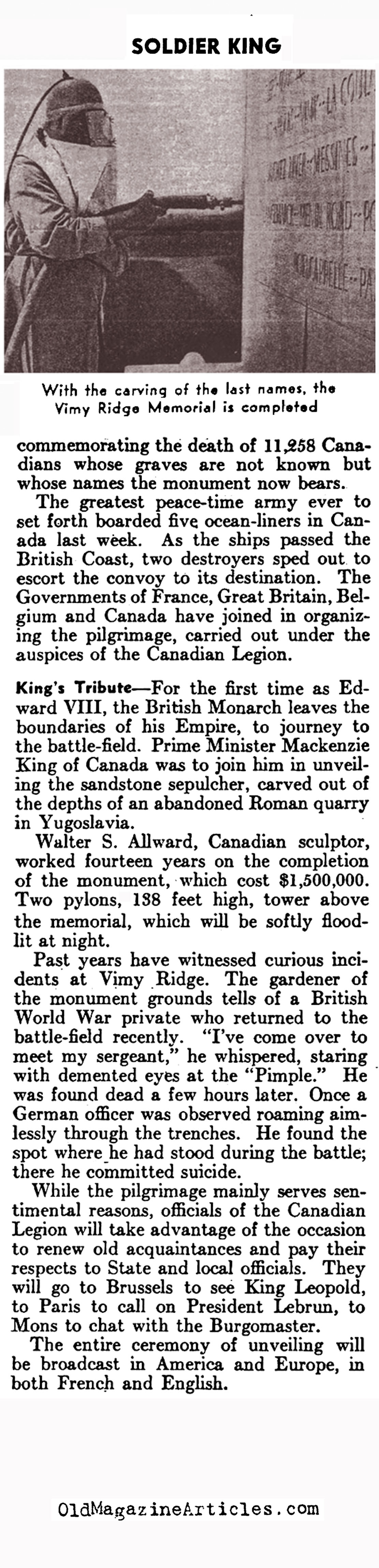 The Monument at Vimy Ridge (The Literary Digest, 1936)