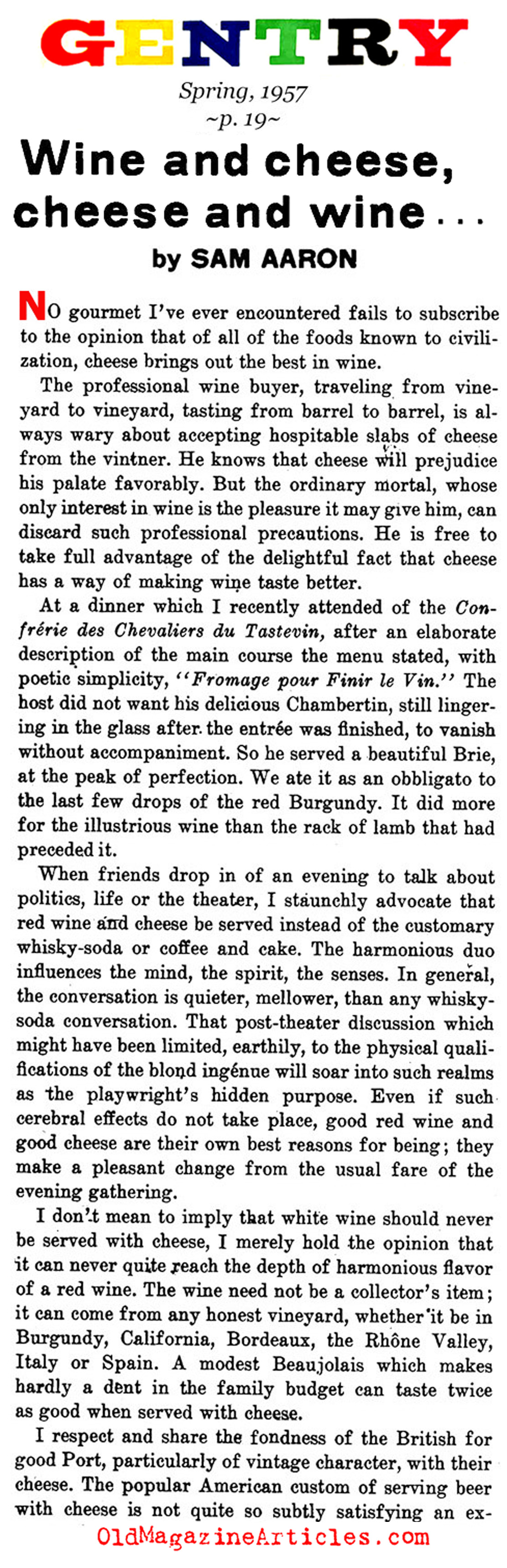 Selecting the Wine and Cheese (Gentry Magazine, 1957)