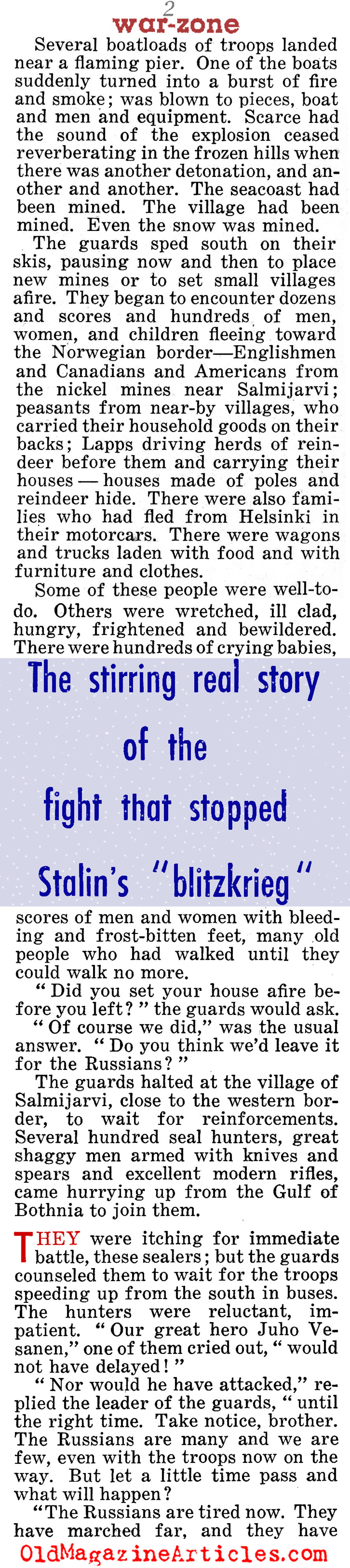 The War in Northern Finland<BR> (Liberty Magazine, 1940)