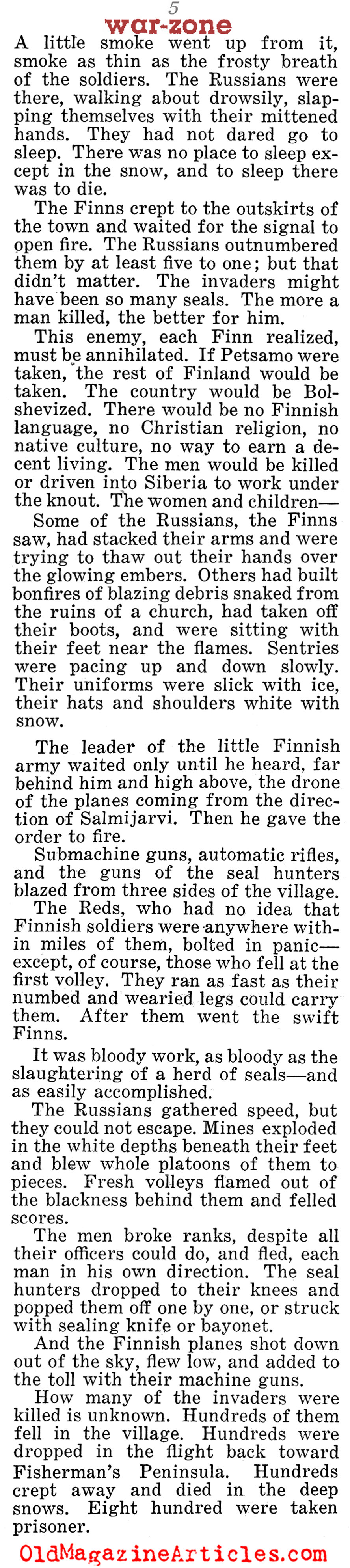The War in Northern Finland<BR> (Liberty Magazine, 1940)