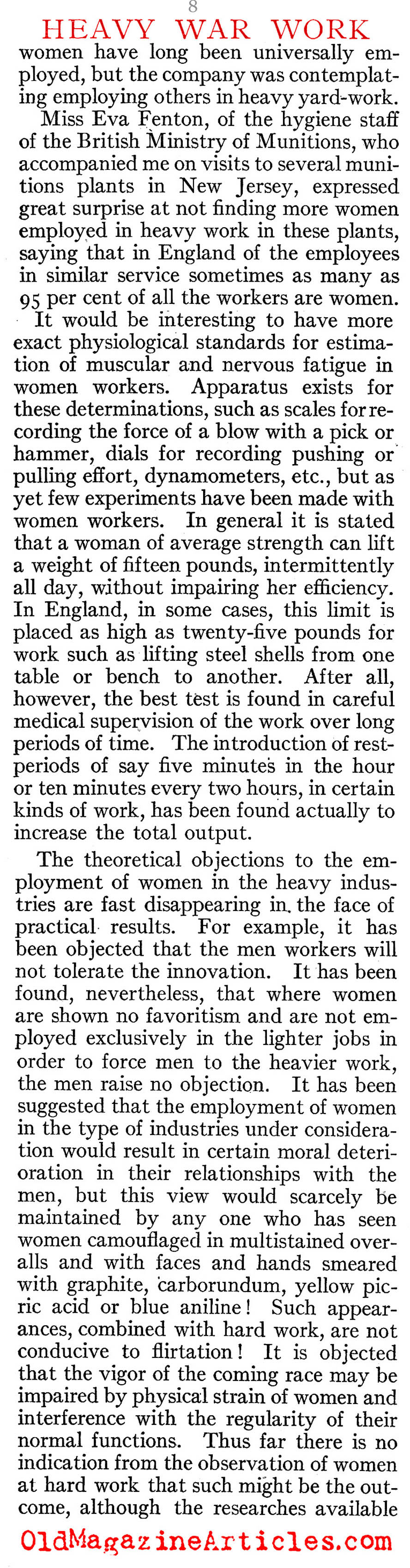 Women Can Do The Heavy War Work (Scribner's Magazine, 1919)