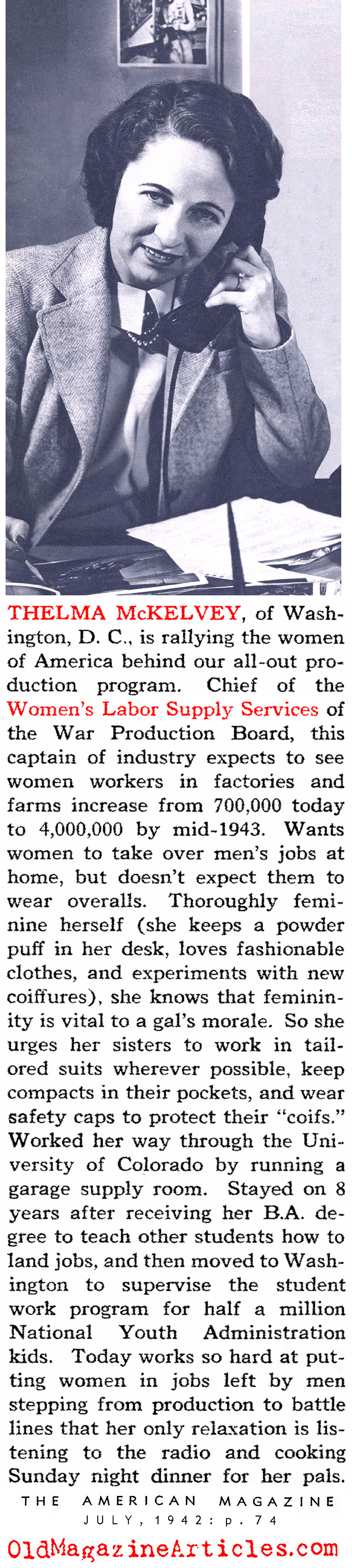 Distributing Women Throughout Industry (The American Magazine, 1942)