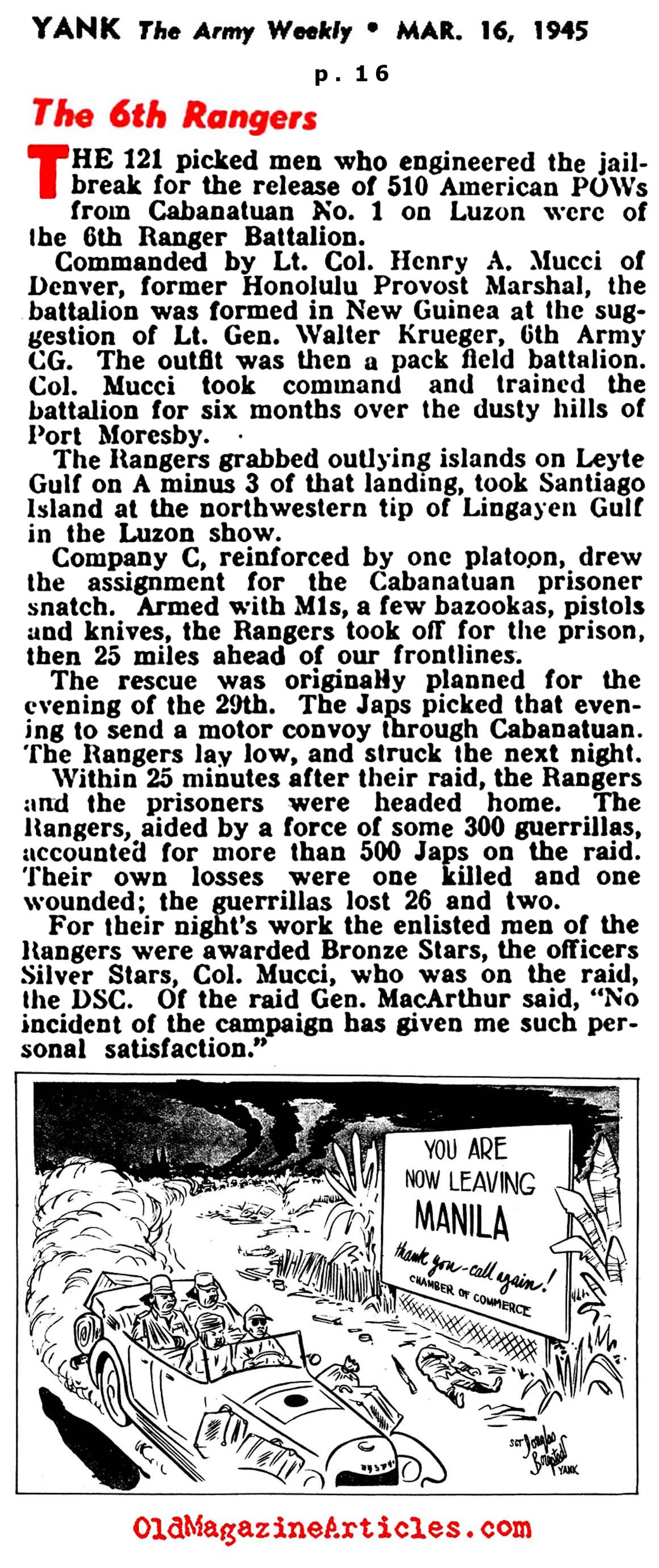 The 6th Rangers on Luzon (Yank Magazine, 1945)