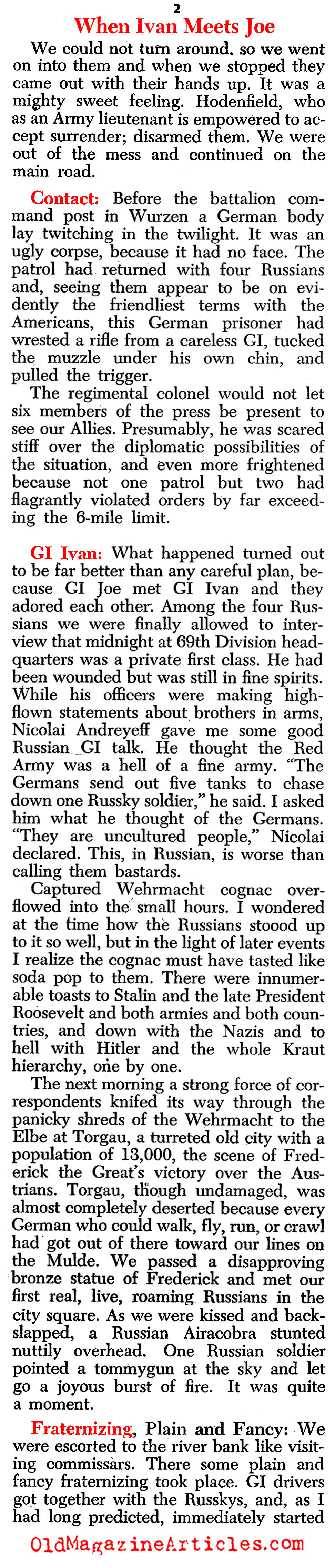 American GIs Meet the Reds on the Elbe <BR>(Newsweek & Yank Magazines, 1945)