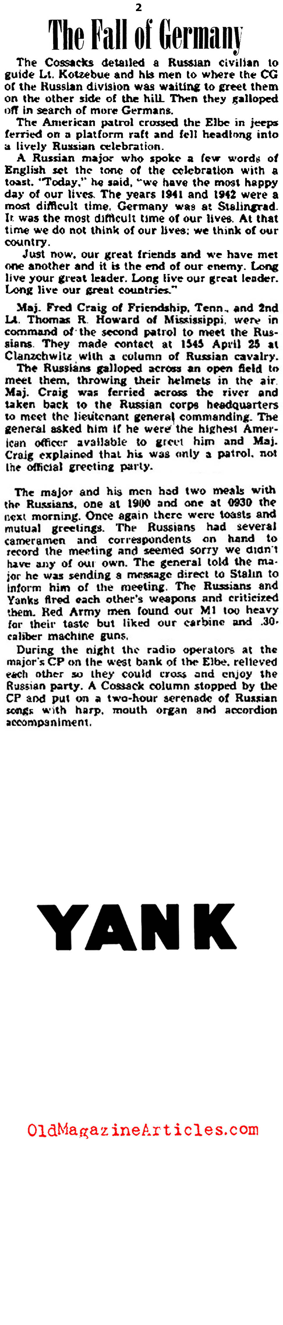 American GIs Meet the Reds on the Elbe <BR>(Newsweek & Yank Magazines, 1945)