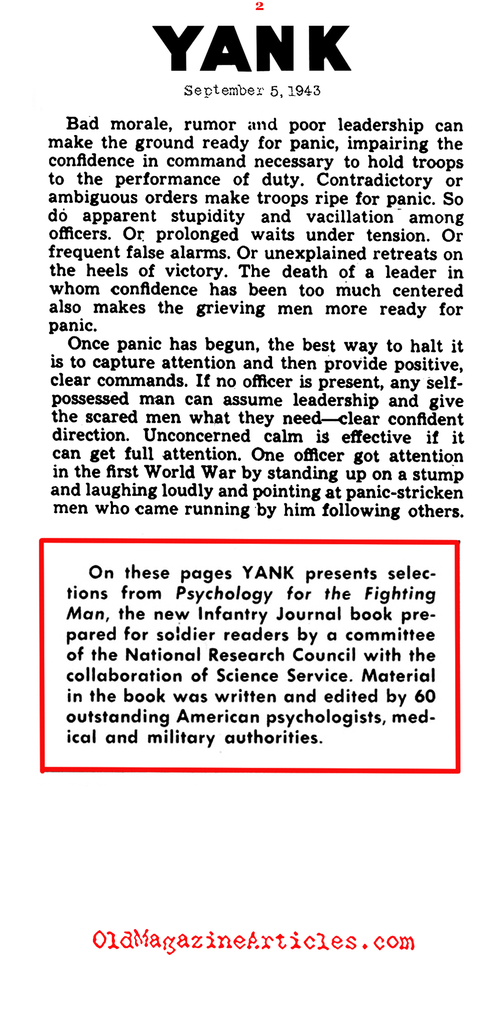 The Psychology of Fear in Combat (Yank Magazine, 1943)