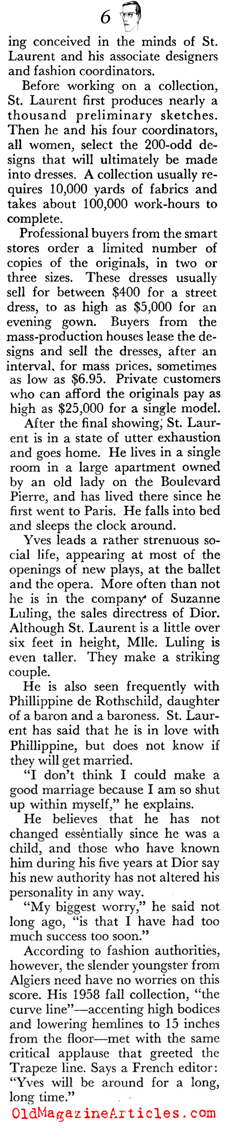 Yves Saint Laurent Takes Over the House of Dior (Coronet Magazine, 1958)