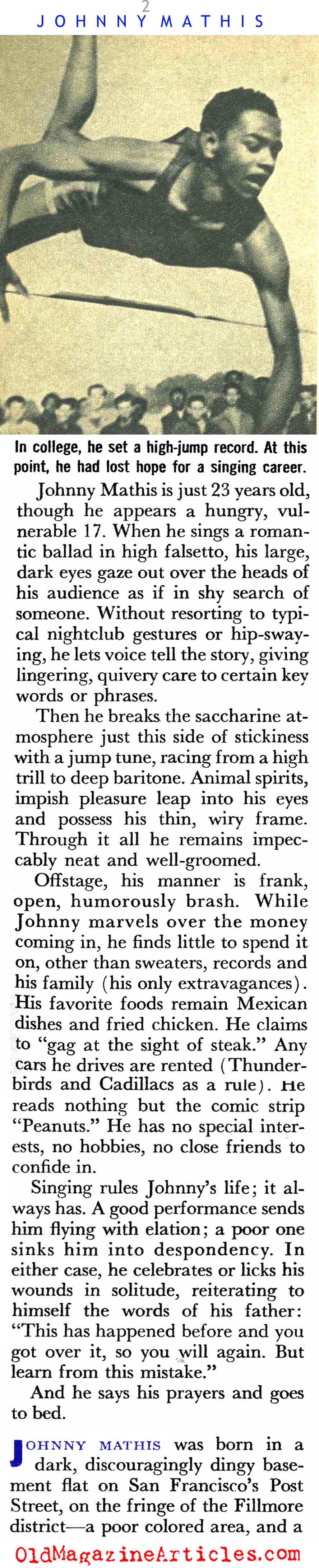 Johnny Mathis (Coronet Magazine, 1957)