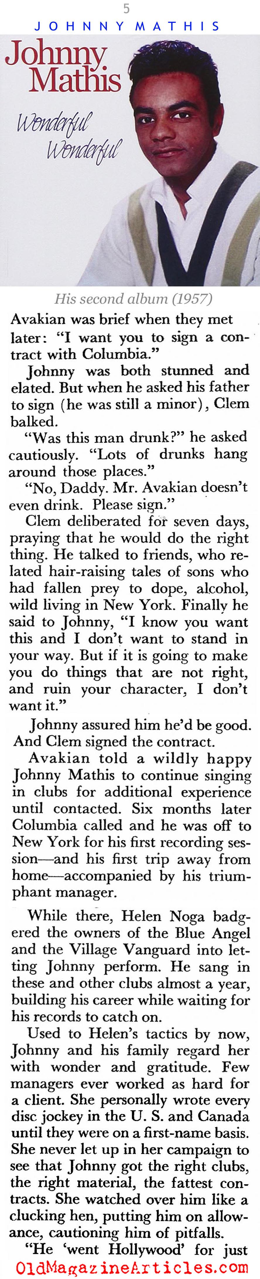 Johnny Mathis (Coronet Magazine, 1957)