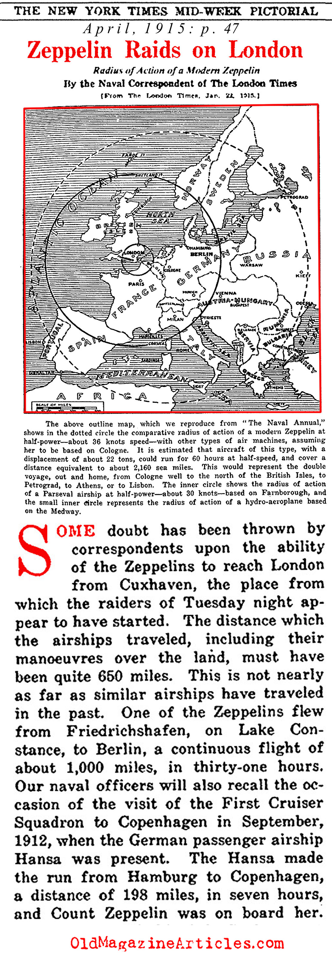 W.W. I  Zeppelin Raids on  London  (NY Times, 1915)