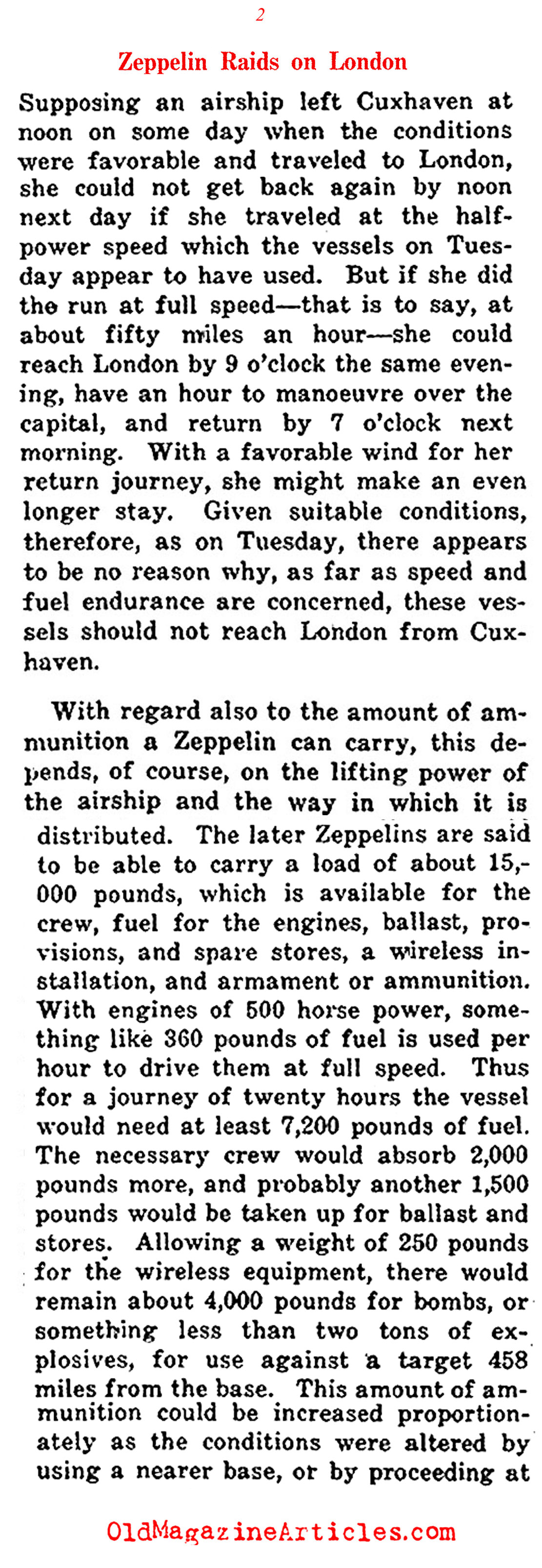 W.W. I  Zeppelin Raids on  London  (NY Times, 1915)