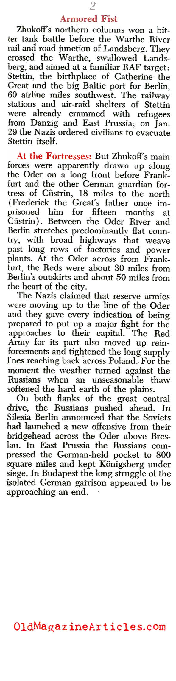 The Drive On Berlin (Newsweek Magazine, 1945)