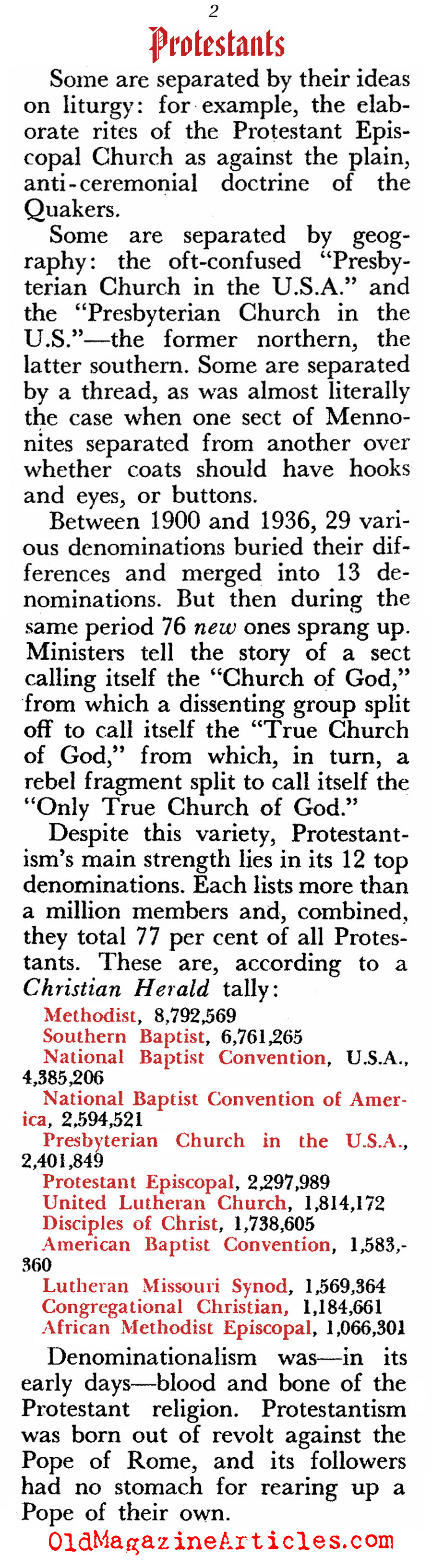Protestants in America (Pageant Magazine, 1952)