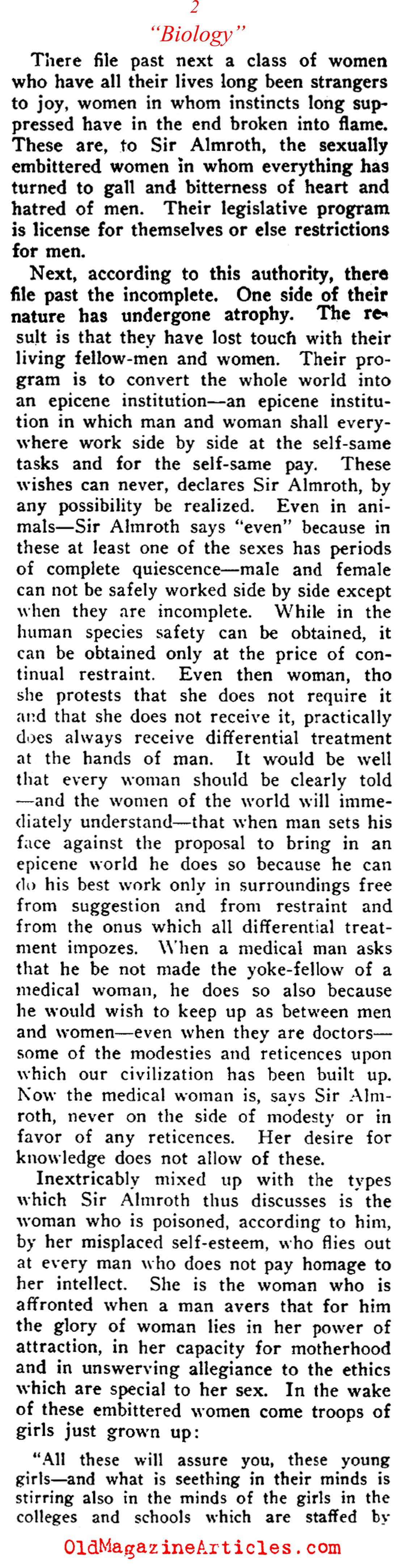 Scientific Proof  That Women Should Not Be Allowed to Vote (Current Opinion, 1912)