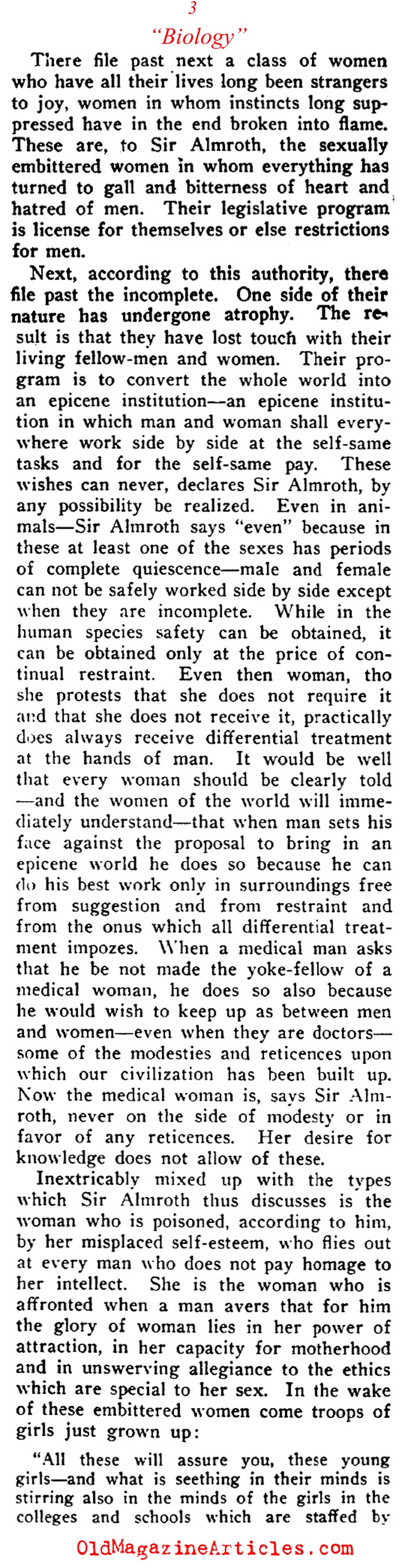 Scientific Proof  That Women Should Not Be Allowed to Vote (Current Opinion, 1912)