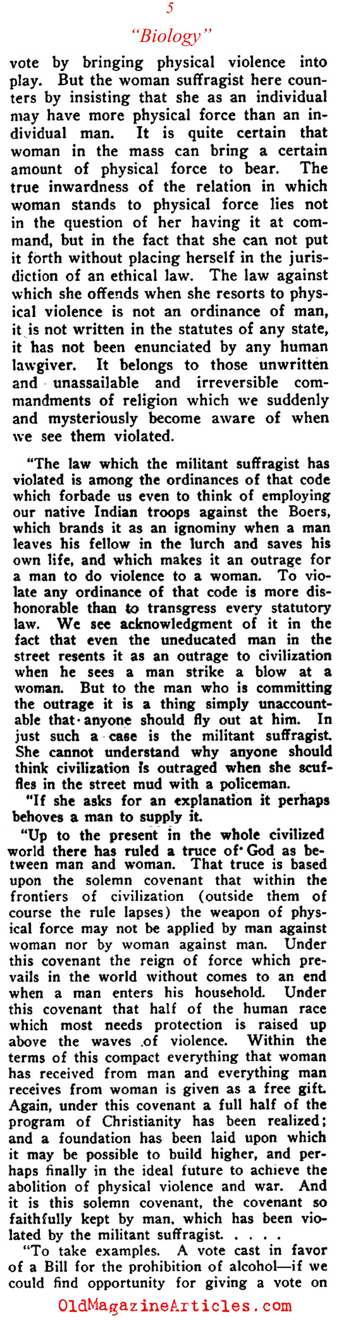 Scientific Proof  That Women Should Not Be Allowed to Vote (Current Opinion, 1912)