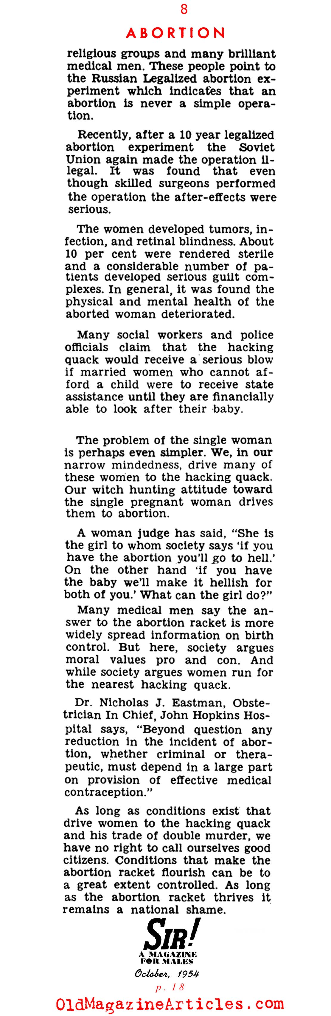 The Abortion Racket (Sir! Magazine, 1954)