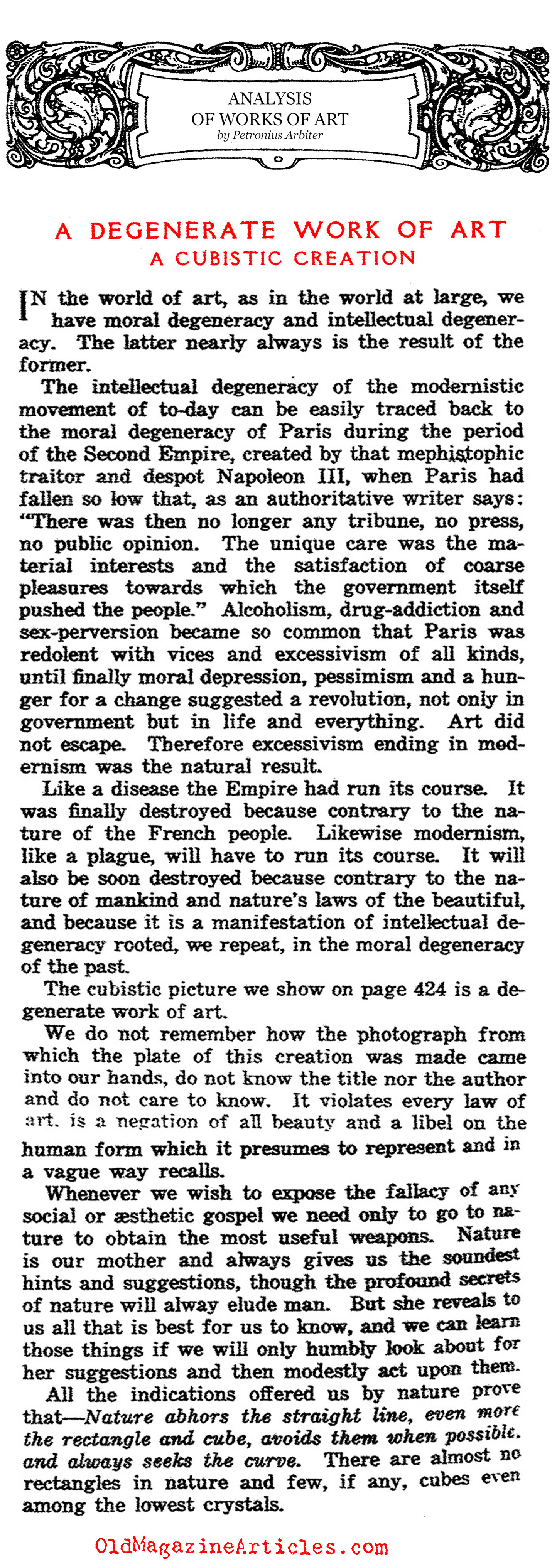 Cubism: A Degenerate Work of Art (The Art World, 1917)