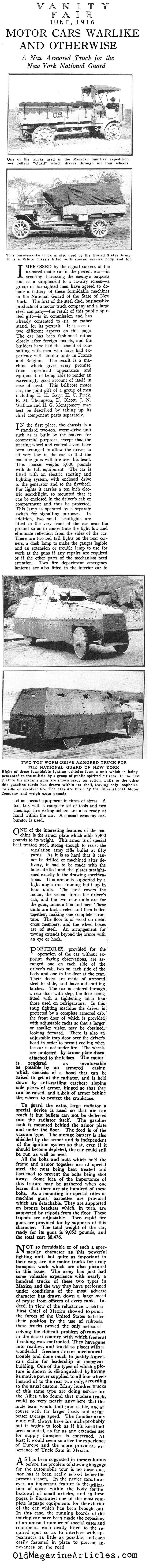 American Trucks & Armored Cars  (Vanity Fair Magazine, 1916)