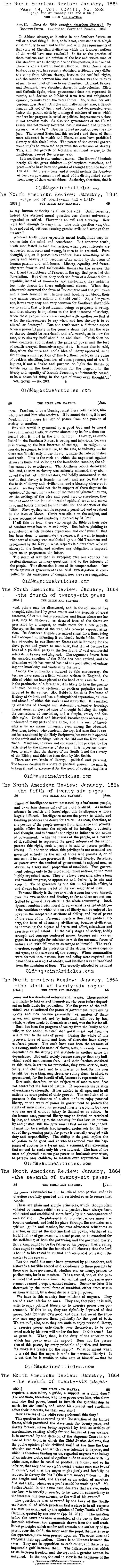The Bible and Slavery - Part 1 - (The North American Review, 1864)