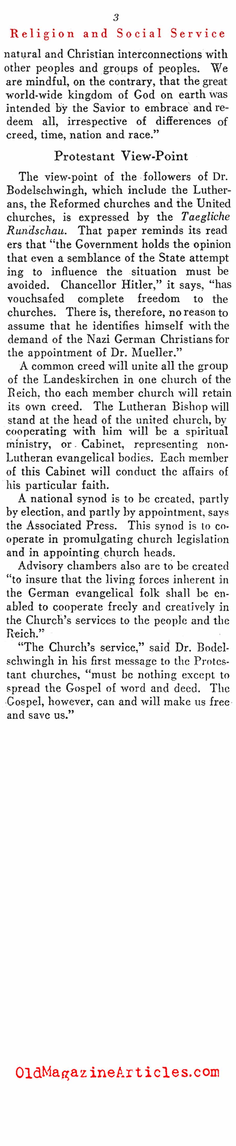 The Churches Resist (Literary Digest, 1933)
