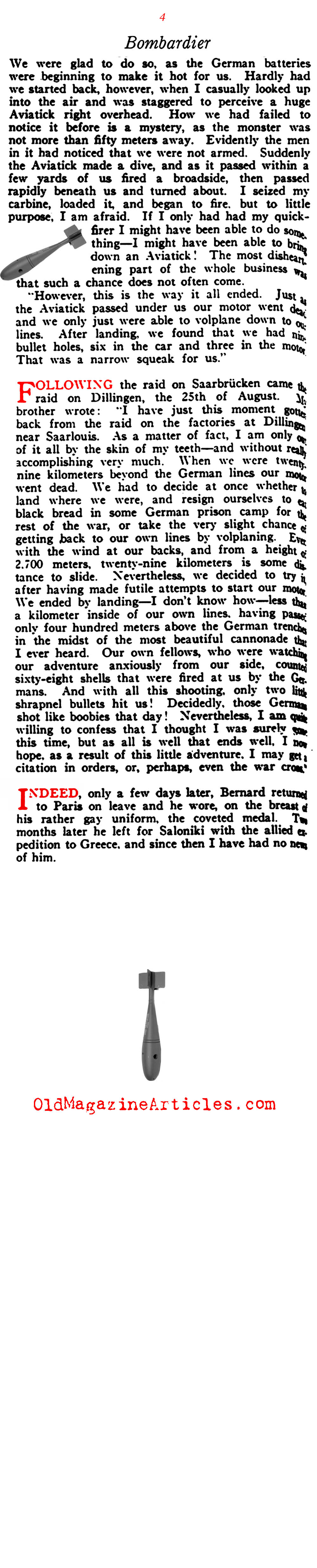 The Experiences of a Bombardier in the Young French Air Corps  (Vanity Fair, 1916)