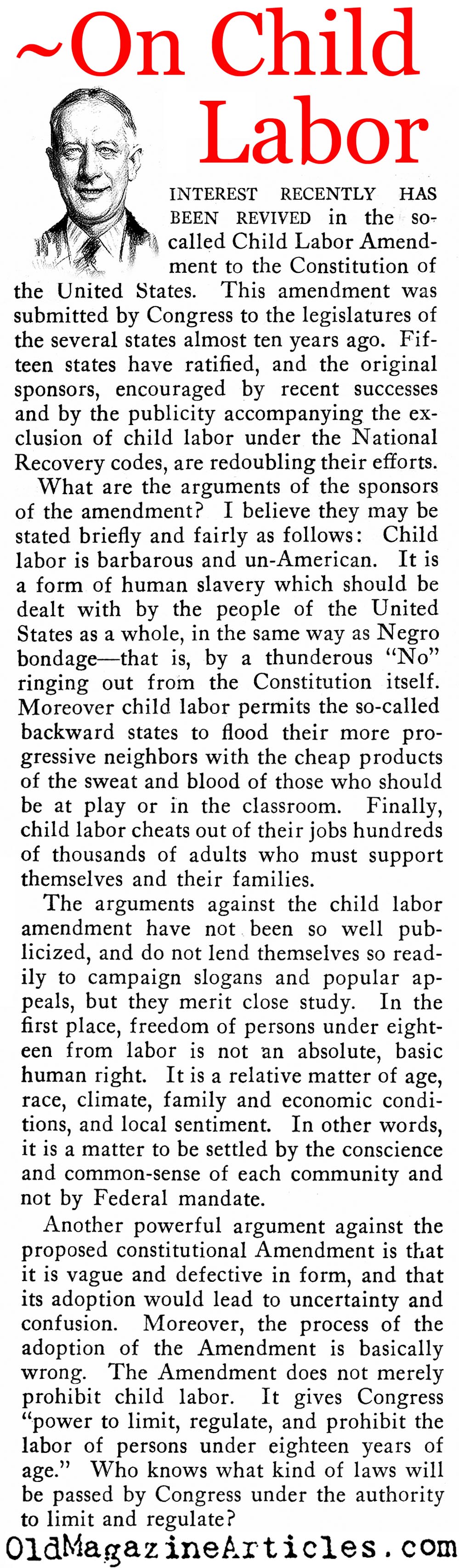 Child Labor (New Outlook Magazine, 1933)