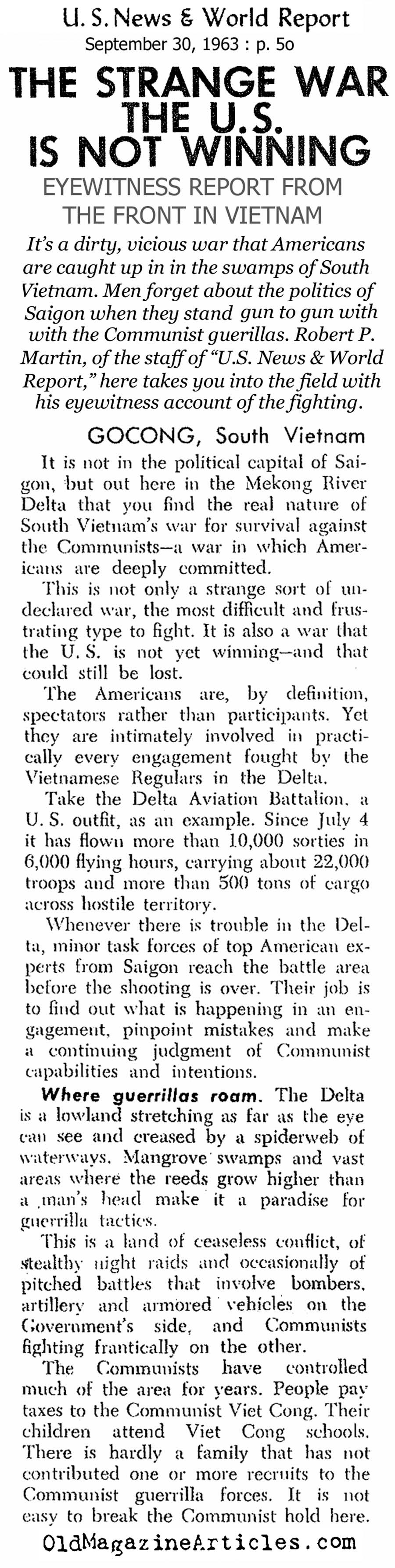 ''The Strange War the U.S. Is Not Winning'' (United States News, 1963)