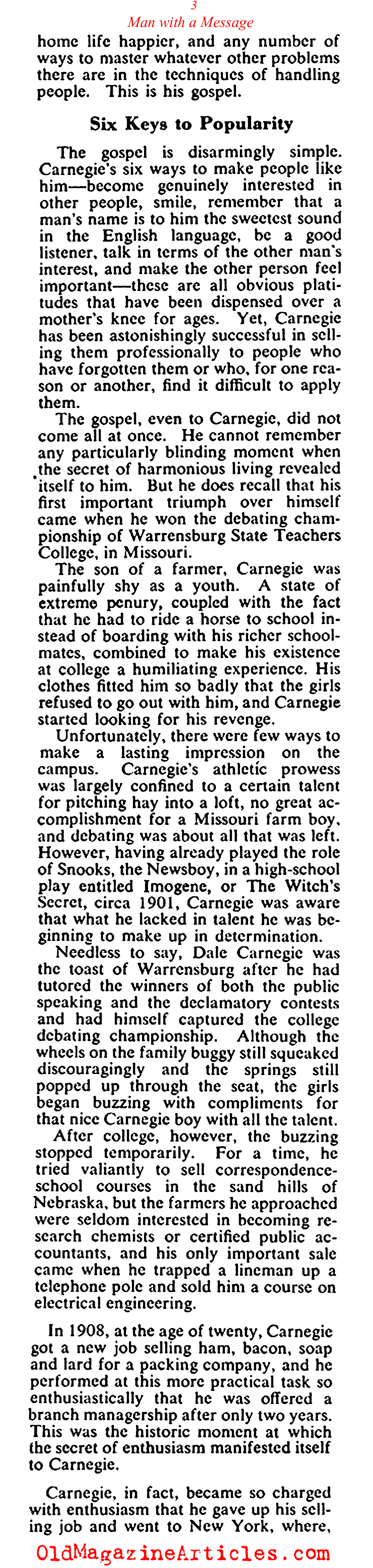 Dale Carnegie on Winning Friends and Influencing People (Collier's Magazine, 1949)