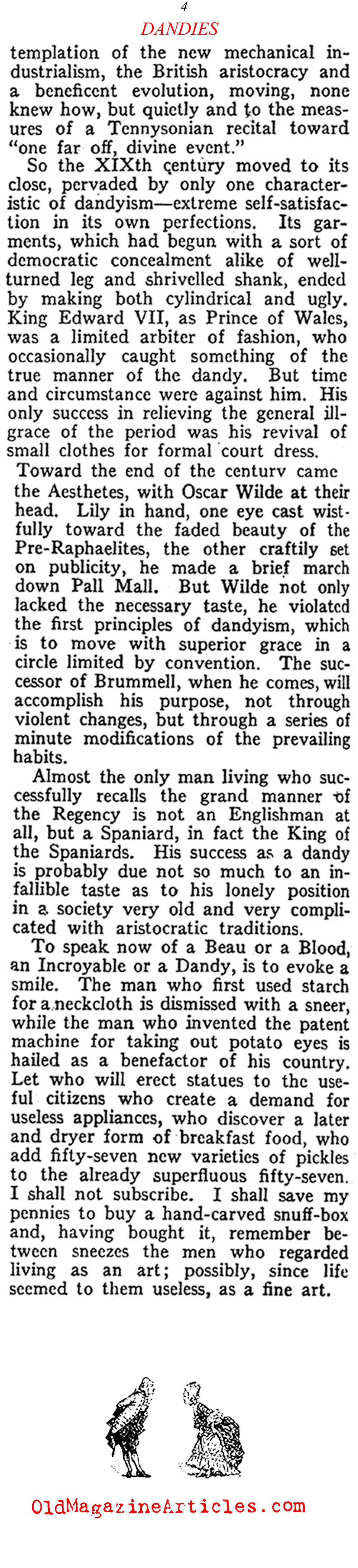 Remembering the Golden Age of the Dandy  (Vanity Fair Magazine, 1920)