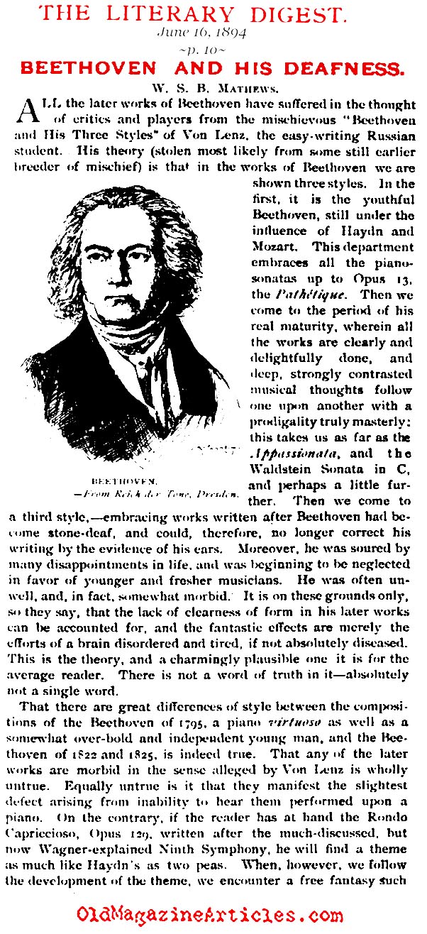 Beethoven and his Deafness (The Literary Digest, 1894)