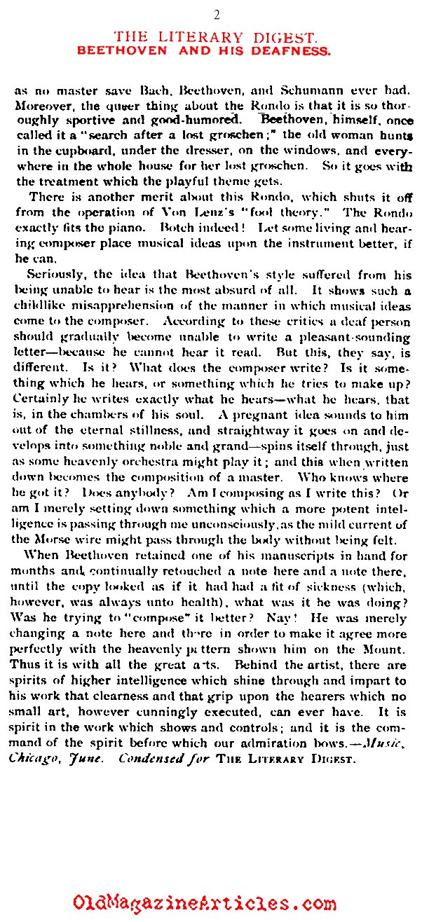Beethoven and his Deafness (The Literary Digest, 1894)