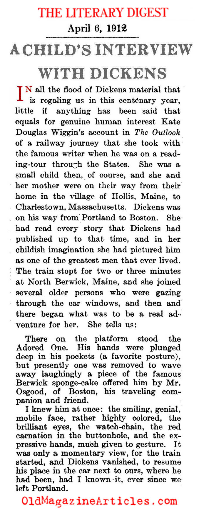 A Child's Interview With Dickens   (The Literary Digest, 1912)