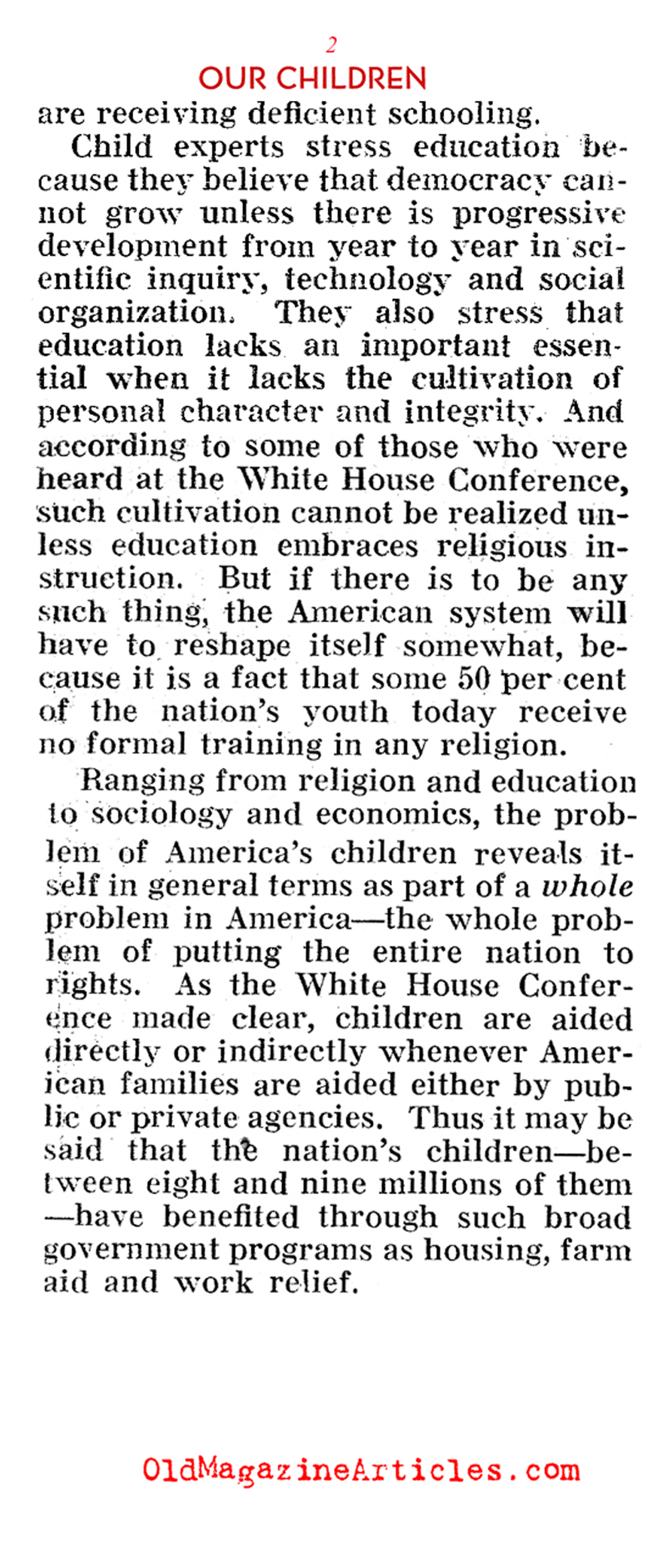American Schools During the Great Depression (Pathfinder Magazine, 1940)