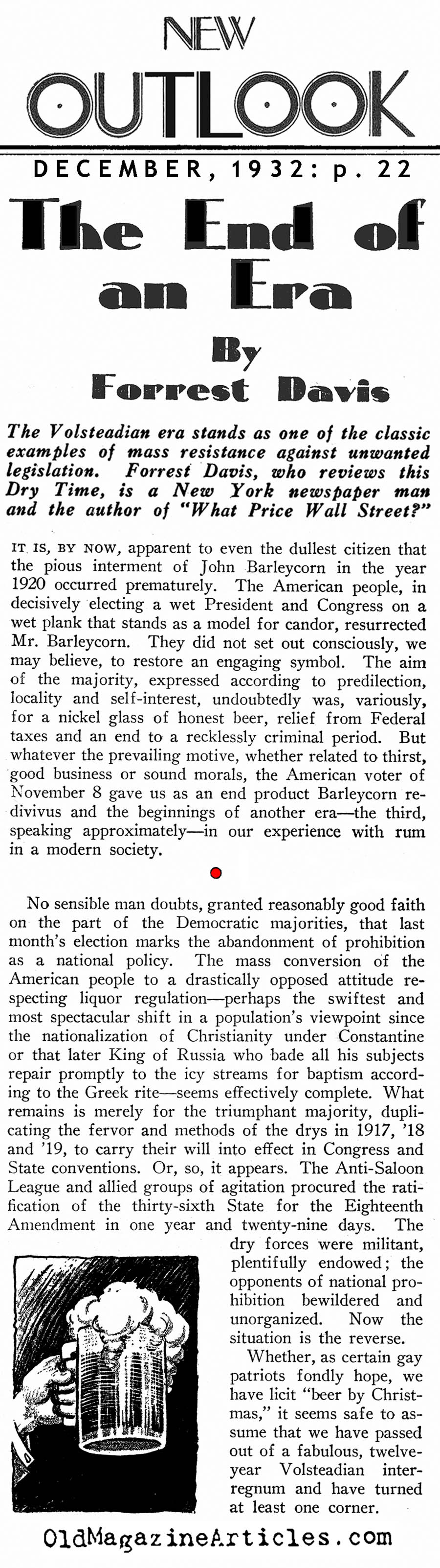 An Era's End (New Outlook Magazine, 1932)