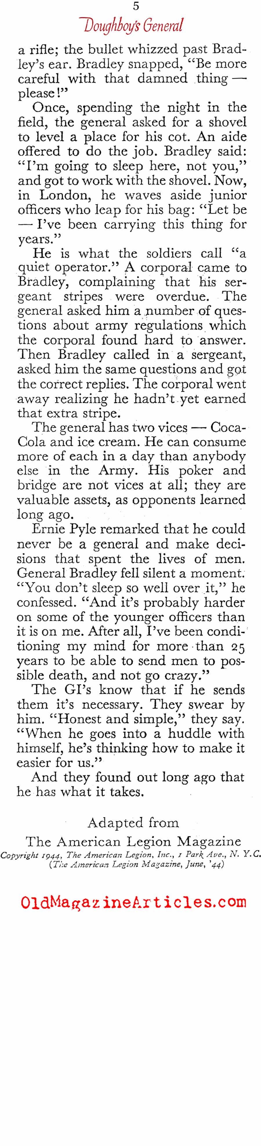 ''Doughboy's General'' (Reader's Digest, 1944)