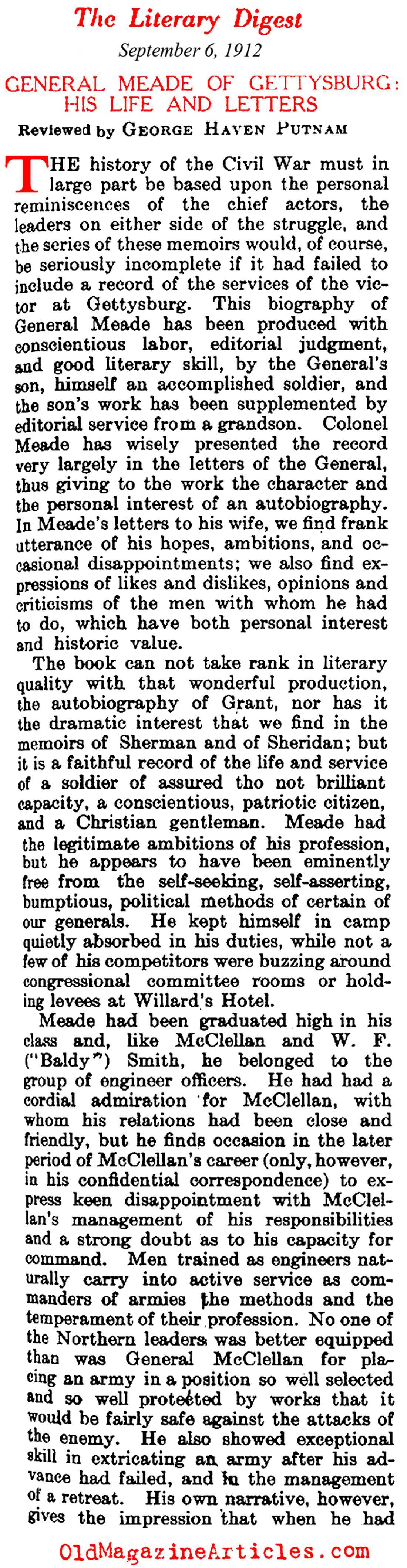 The Career of General George Gordon Meade (Literary Digest, 1912)