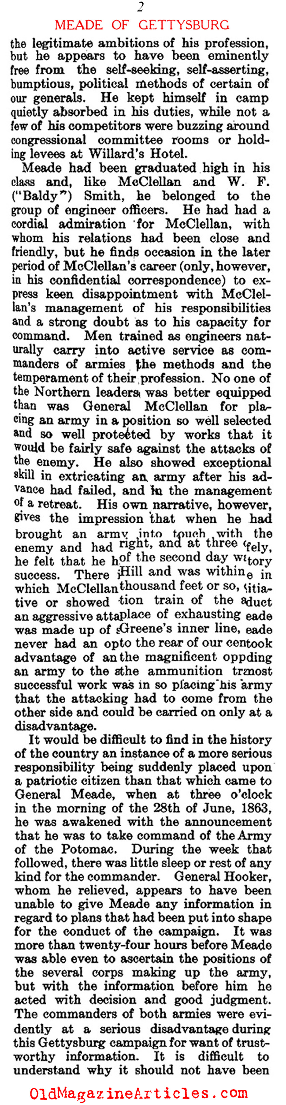 The Career of General George Gordon Meade (Literary Digest, 1912)