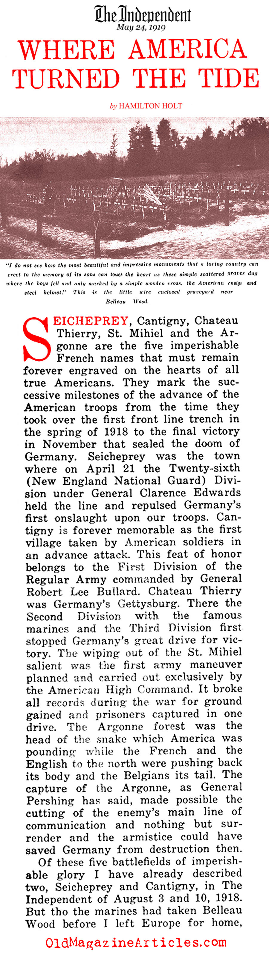 A Walk Through Five W.W. I American Battlefields  (The Independent, 1919)