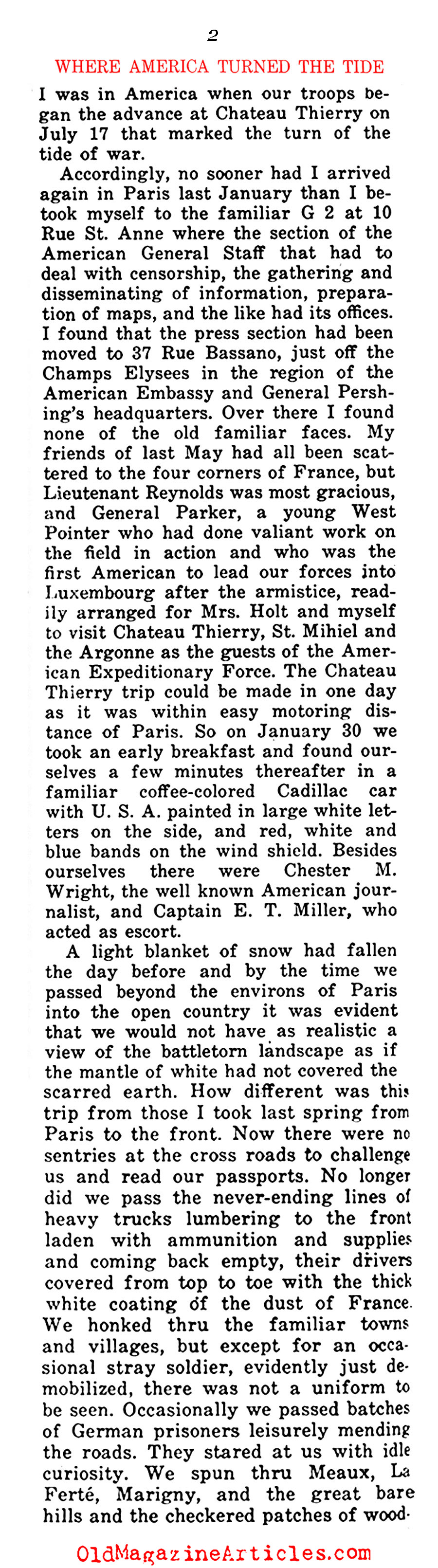 A Walk Through Five W.W. I American Battlefields  (The Independent, 1919)