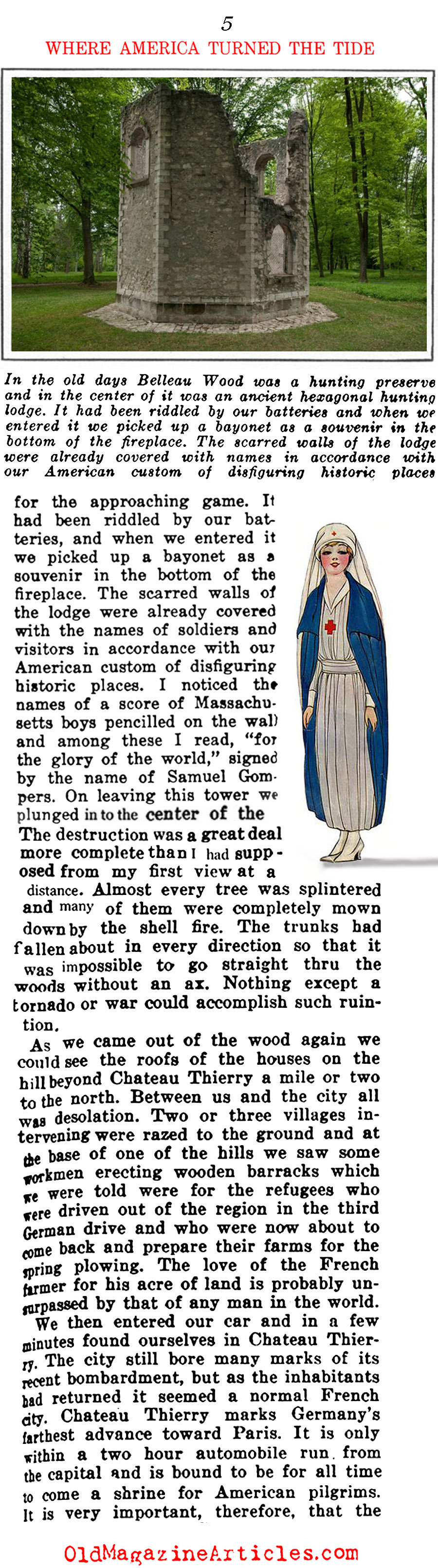 A Walk Through Five W.W. I American Battlefields  (The Independent, 1919)