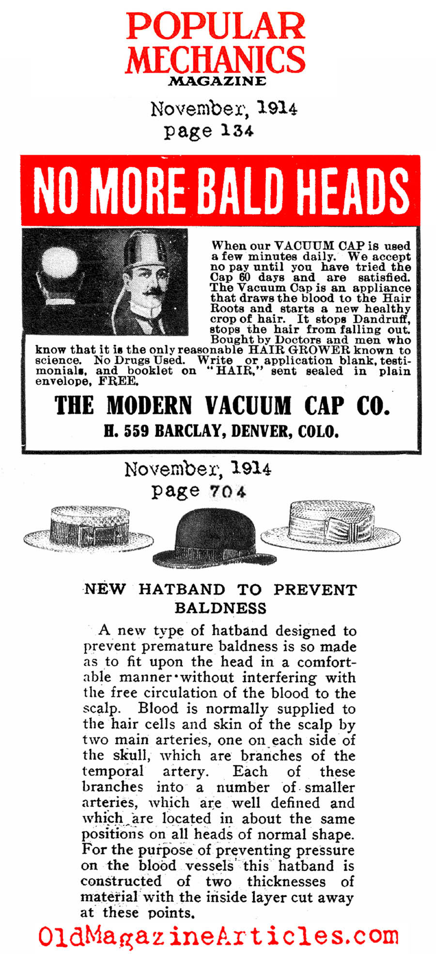 Miracle Hats  (Popular Mechanics, July & November, 1914)