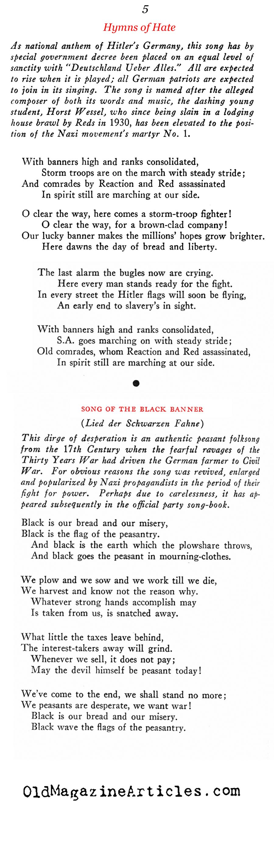 Their Songs of Loathing (New Outlook Magazine, 1934)