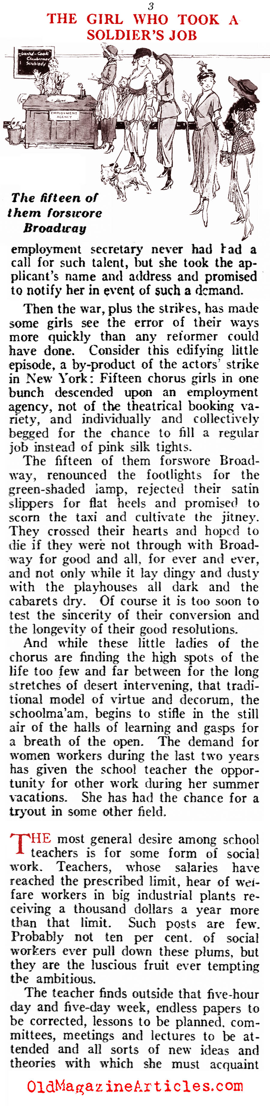 ''The Woman Who Took A Soldier's Job'' (American Legion Weekly, 1919)