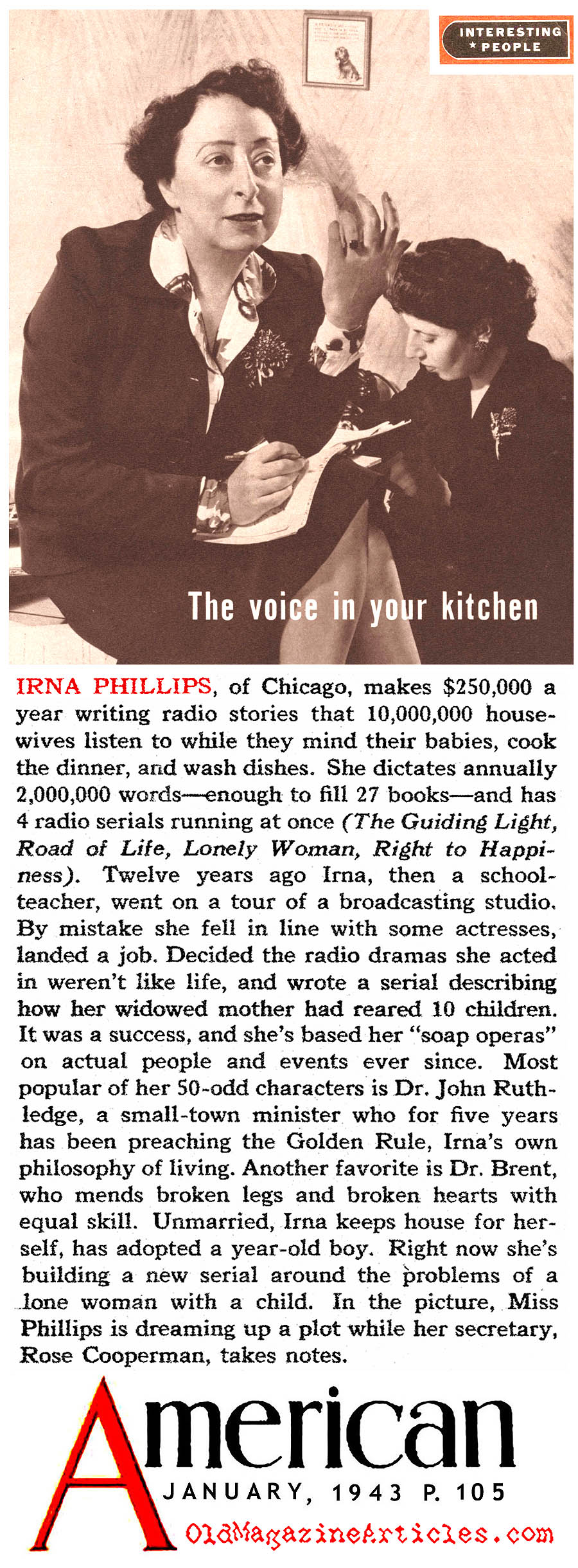 Mother of the American Soap Opera <BR>(The American Magazine, 1943)