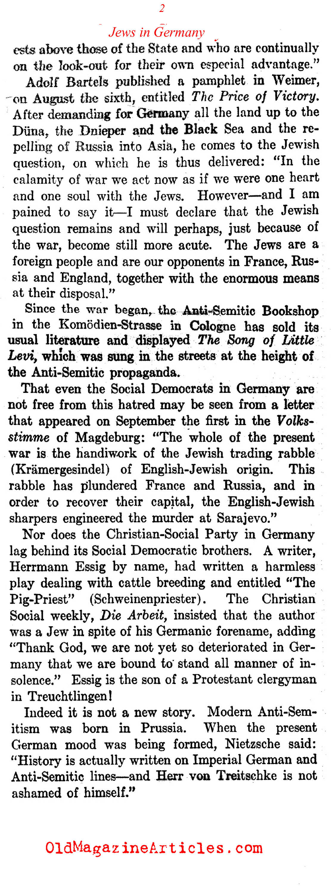 German Anti-Semitism in 1915 (Harper's Weekly, 1915)
